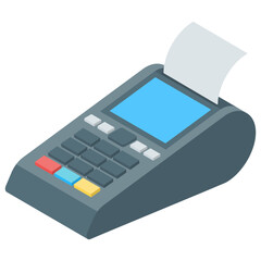 
Pos terminal icon, cash register isometric vector 
