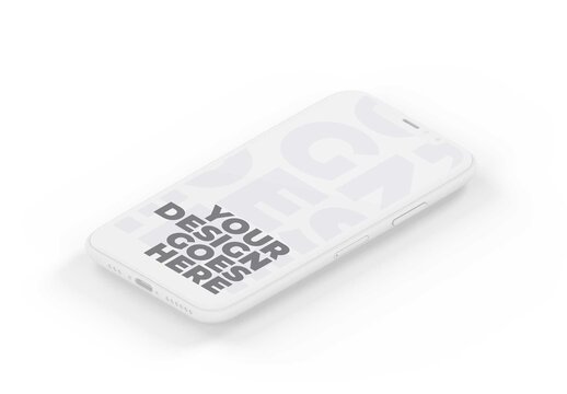 Floating Isometric White Smartphone Mockup  with Light Background