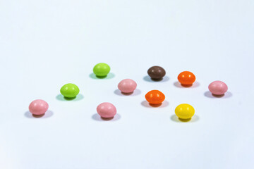 colorful candies isolated on the white background

