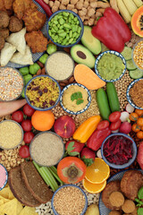 Healthy vegan food for a balanced diet with super foods high in antioxidants, anthocyanins, lycopene, protein, omega 3, vitamins, smart carbs & minerals. Can lower cholesterol & blood pressure.