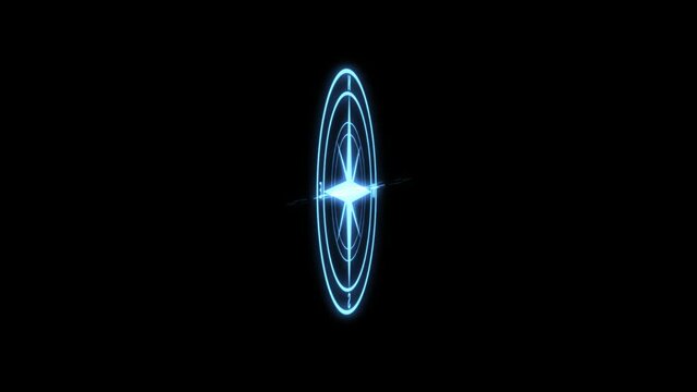 Animated HUD object in shape of compass with several geometrical shapes animated trough time and space.