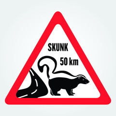 Road sign - Attention Animal, Skunk Crossing. Vector illustration