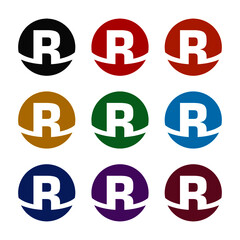 R letter logo design, color set