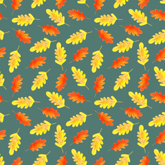 Watercolor autumn leaves seamless pattern. Hand drawn illustration