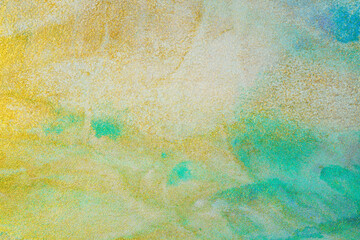 background golden with green watercolor paint
