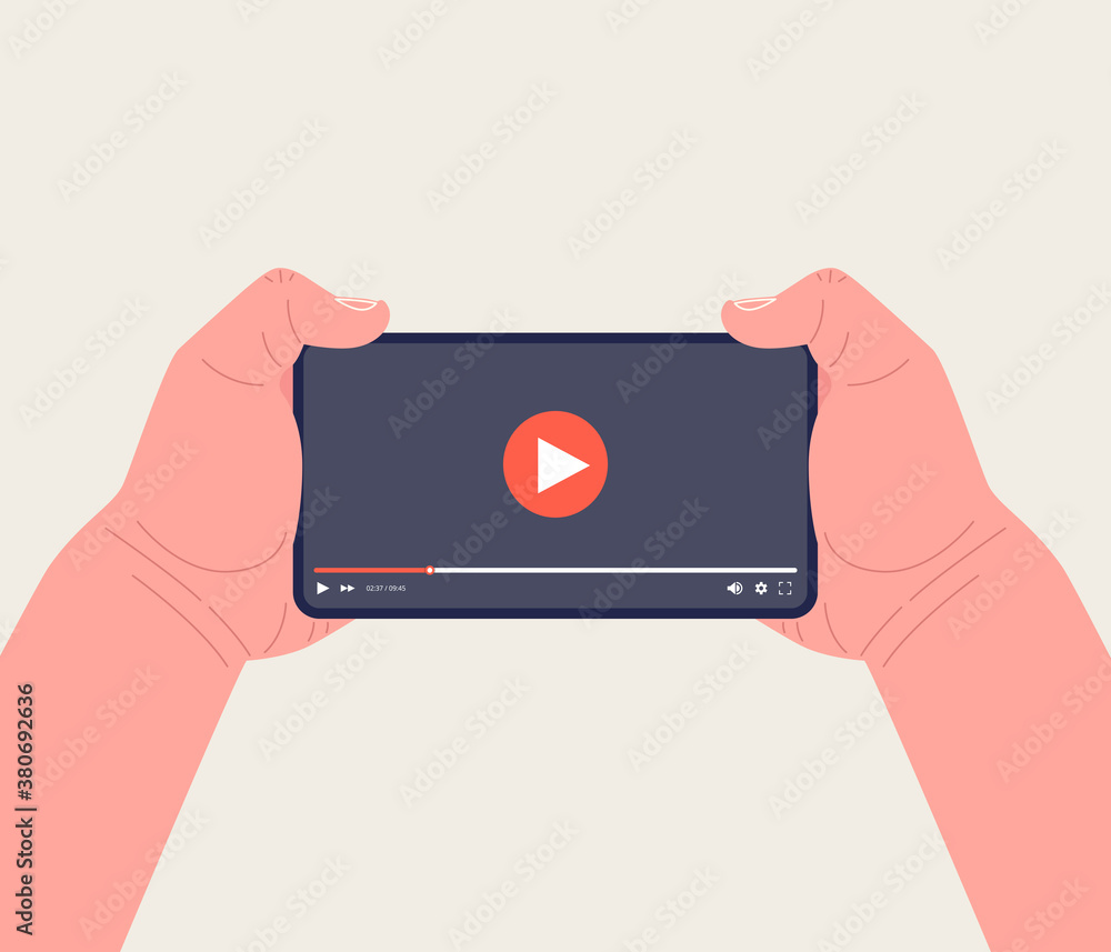 Aufkleber mobile phone with video player on the screen. video app in your phone. mobile video streaming techno