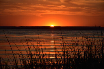 orange sunset over the Volga river