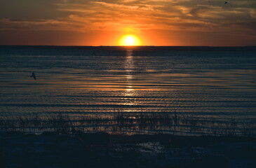 orange sunset over the Volga river