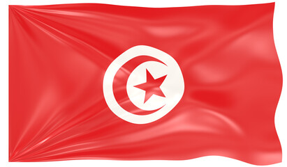 3d Illustration of a Waving Flag of Tunisia