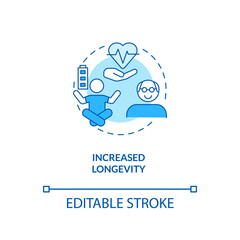 Increased longevity concept icon. Body improvement ideas. Organic cookery. Vegetarianism pros idea thin line illustration. Vector isolated outline RGB color drawing. Editable stroke