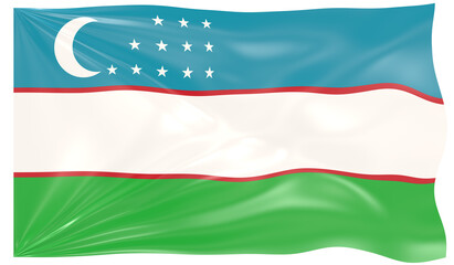 3d Illustration of a Waving Flag of Uzbekistan