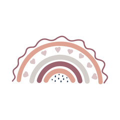 Obraz premium Scandinavian style rainbow with abstract dots in different colors for design or print hand drawn vector illustration isolated on white background.