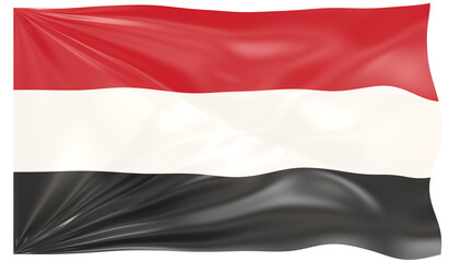 3d Illustration of a Waving Flag of Yemen