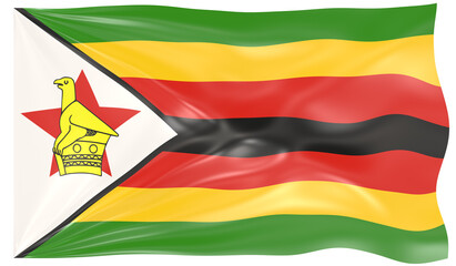 3d Illustration of a Waving Flag of Zimbabwe