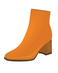 Orange  women boots. vector illustration