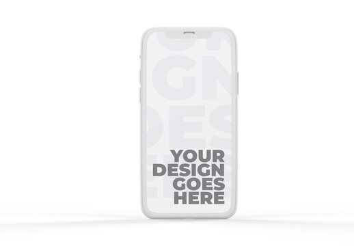 Vertical Smartphone Mockup in White Clay Style with App Presentation
