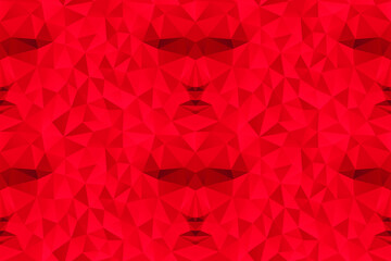 Polygonal abstract red face on a red background. Seamless pattern. Low poly design. Creative geometric vector illustration.