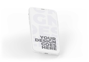 White Smartphone Mockup in Horizontal Position Casting Shadows on Background