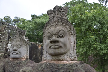 
Detail of an ancient statue in the ruins of cambodia