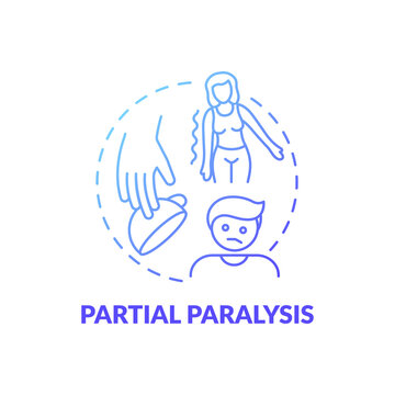 Partial paralysis blue gradient concept icon. Patient with paresis. Problem after stroke. Neurological issue. Brain health idea thin line illustration. Vector isolated outline RGB color drawing