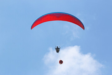Paraglider being towed on a winch launch	