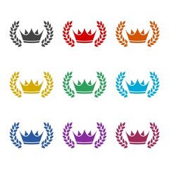 Crown and Laurel Wreath icon, color set