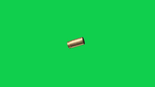 .40 Brass Shell Ejecting from Gun on Green Screen