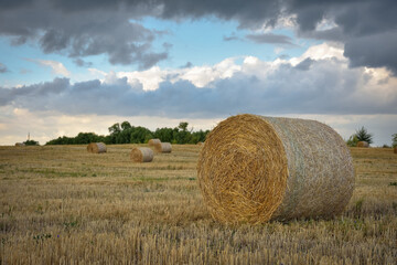 round haystack against the sky