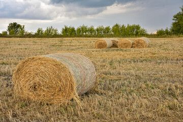 round haystack against the sky