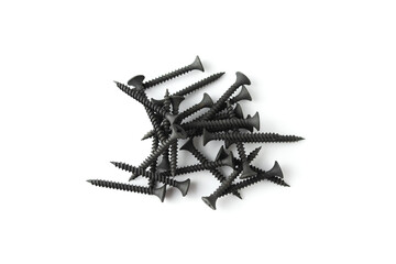 The black screws. Black screws isolated on a white background.