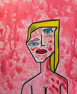 Abstract painting of a woman