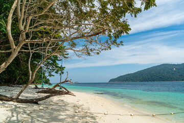 Tranquil white sand (Sai Khao) Beach with in Ra Wi Island, Southern of Thailand