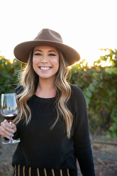 Hip Happy Woman with Wine