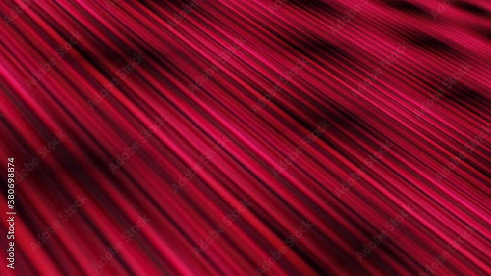 Poster pink red gradient stripe line endless moving 3d landscape with dept of field. 4k 3d stripes row diag