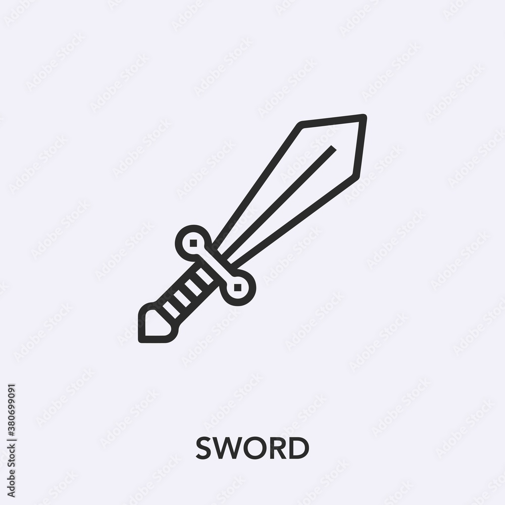 Poster sword icon vector. linear style sign for mobile concept and web design. sword symbol illustration. p