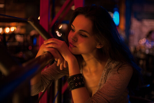 portrait of a girl in a pub