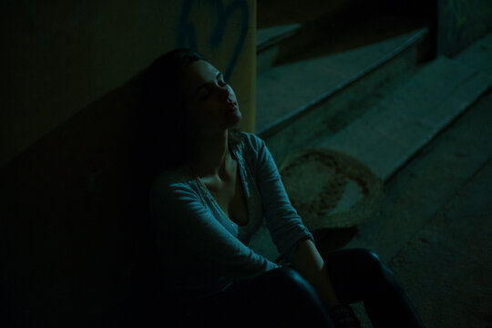 portrait of a girl in low light