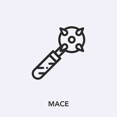 mace icon vector. Linear style sign for mobile concept and web design. mace symbol illustration. Pixel vector graphics - Vector.	