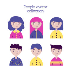 People avatar collection in flat style. Vector graphic. Cartoon character. Smile icon vector. Cartoon style.