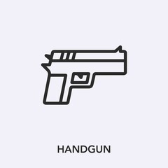 handgun icon vector. Linear style sign for mobile concept and web design. handgun symbol illustration. Pixel vector graphics - Vector.	