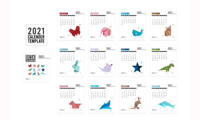 Origami calender 2021 template collection