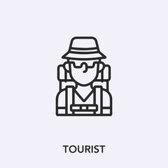 tourist icon vector. Linear style sign for mobile concept and web design. tourist symbol illustration. Pixel vector graphics - Vector.	