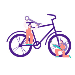 Men who fixe bike illustration