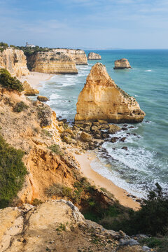 Rocky coast with cliffs and sea stacks
