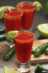 Shots with sangrita - traditional Mexican cocktail