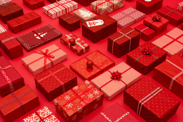 Red themed Christmas presents