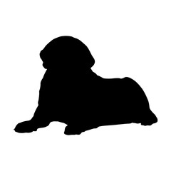 Sitting Mastiff Dog (Canis Lupus) On a Front View Silhouette Found In Map Of Europe. Good To Use For Element Print Book, Animal Book and Animal Content