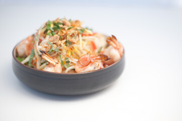 Bowl of salad in white background