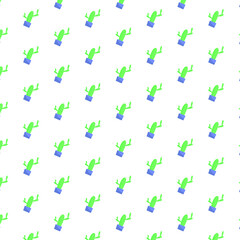 Fototapeta na wymiar pattern with green cactuses in pots, vector illustration