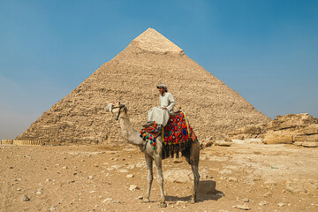 Camel Driver With Camel in Front of the Pyramids at Giza, Egypt